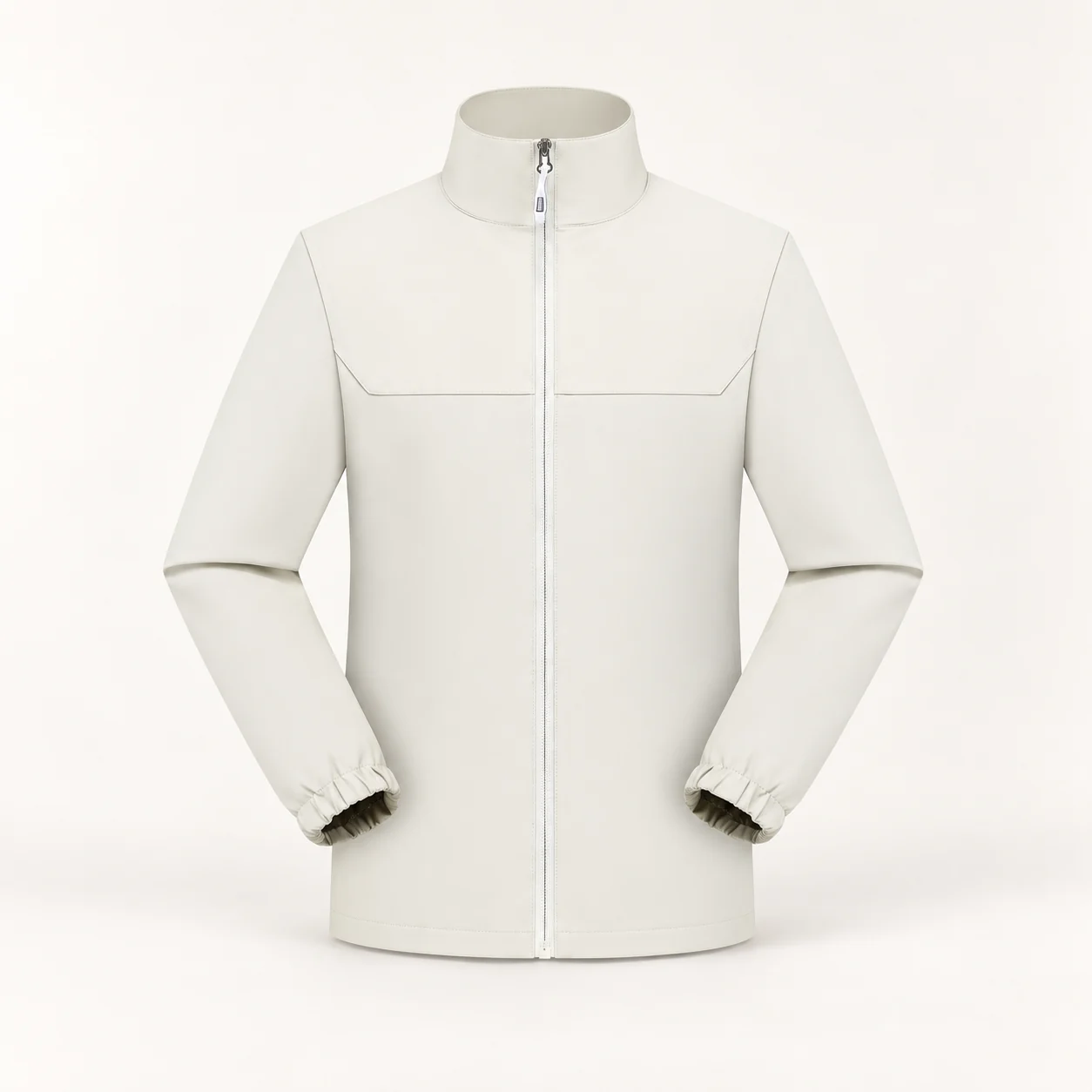 75D Double-Warp Double-Weft Stand-Collar Shell Jacket — Off-white — Style view