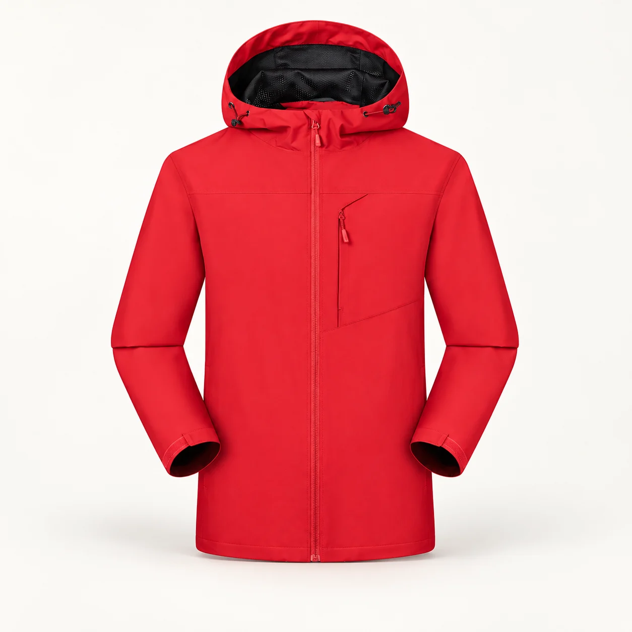 Polyester Hooded Water-Repellent Shell Jacket — Bright red — Style view