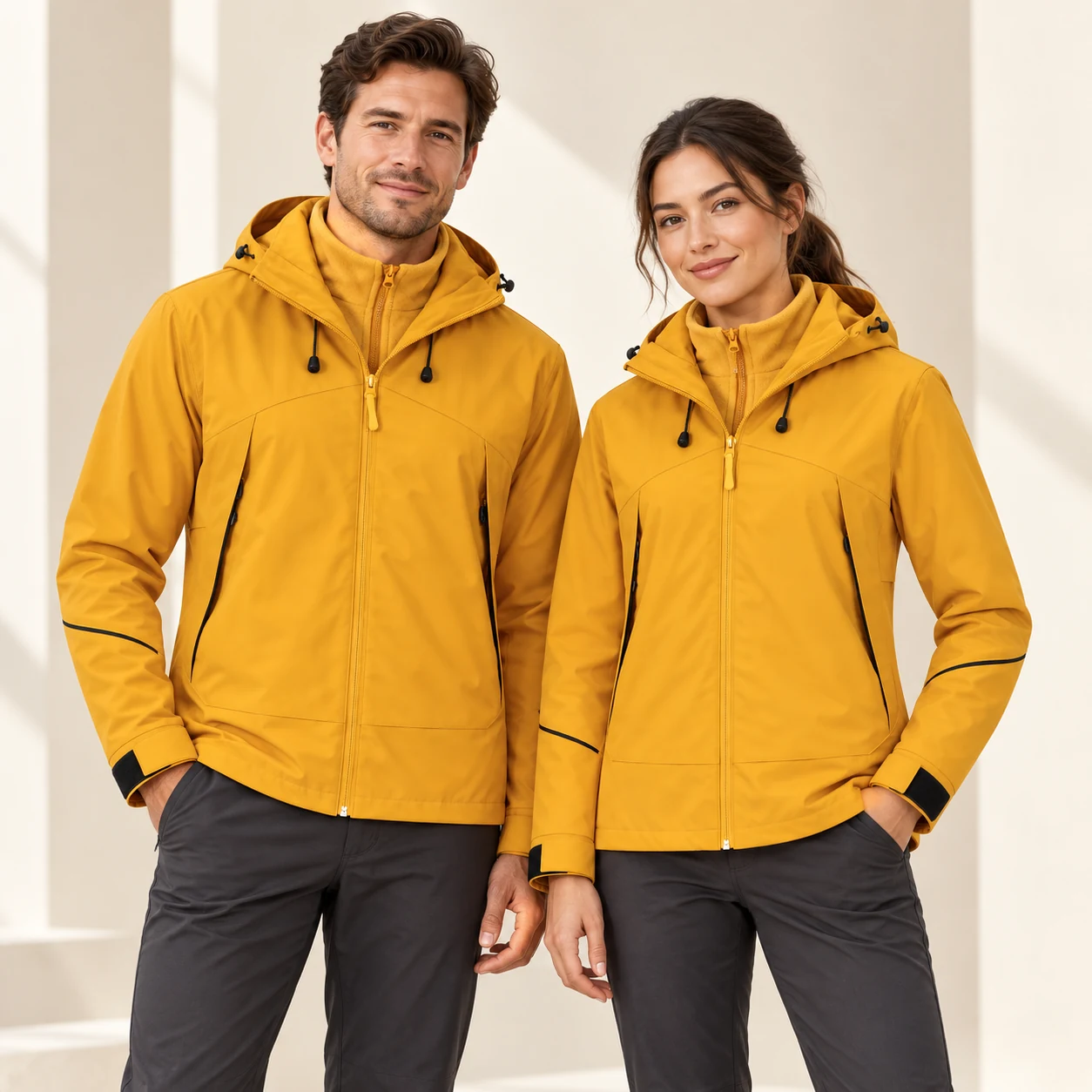 Three-in-One Jacket with Silver Fox Fleece Liner · Men & women uniform scene