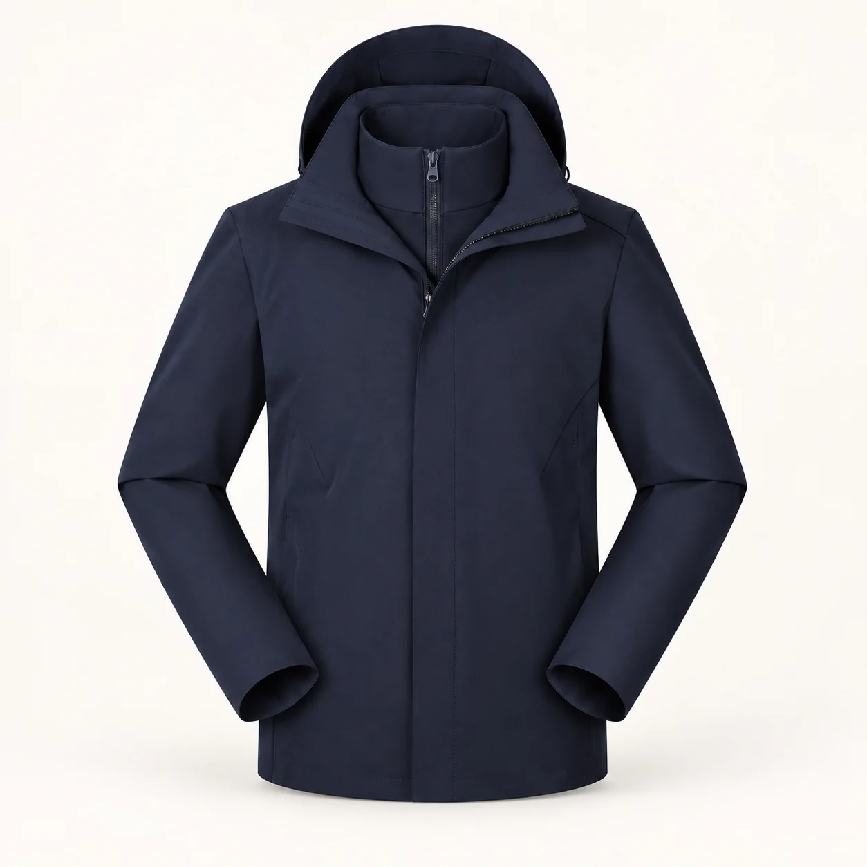 Stretch Polyester 3-in-1 90-Fill Down Shell Jacket — Navy — Style view