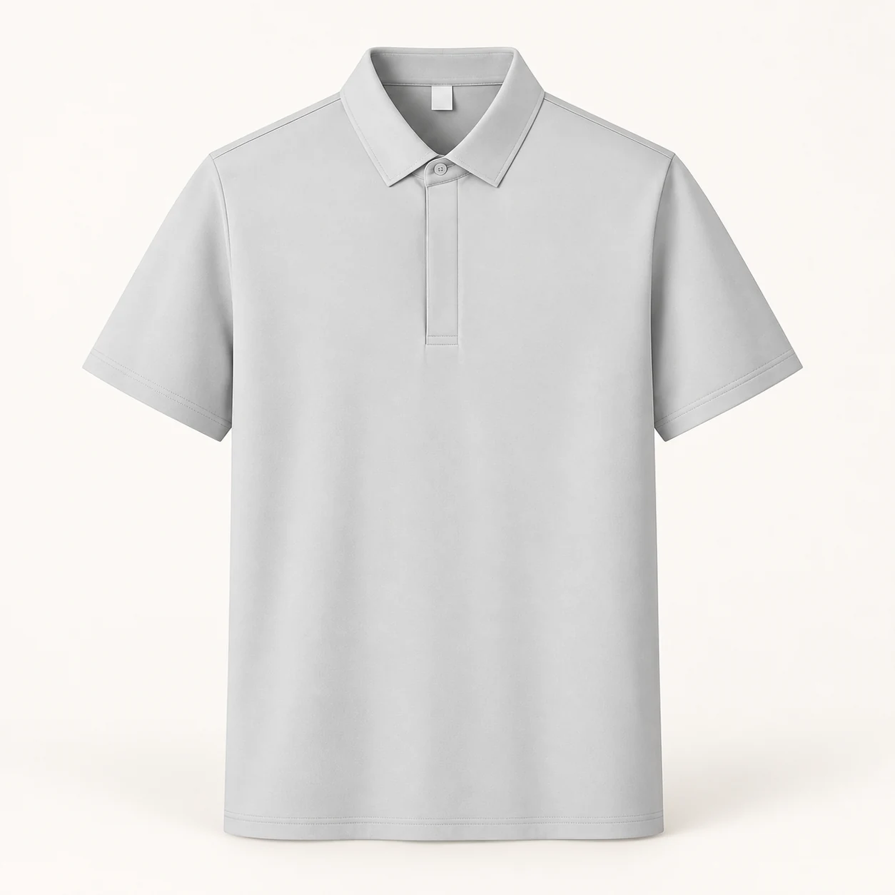 Sorona-Lyocell Bonded Collar Short-Sleeve Polo — Light gray — Style view
