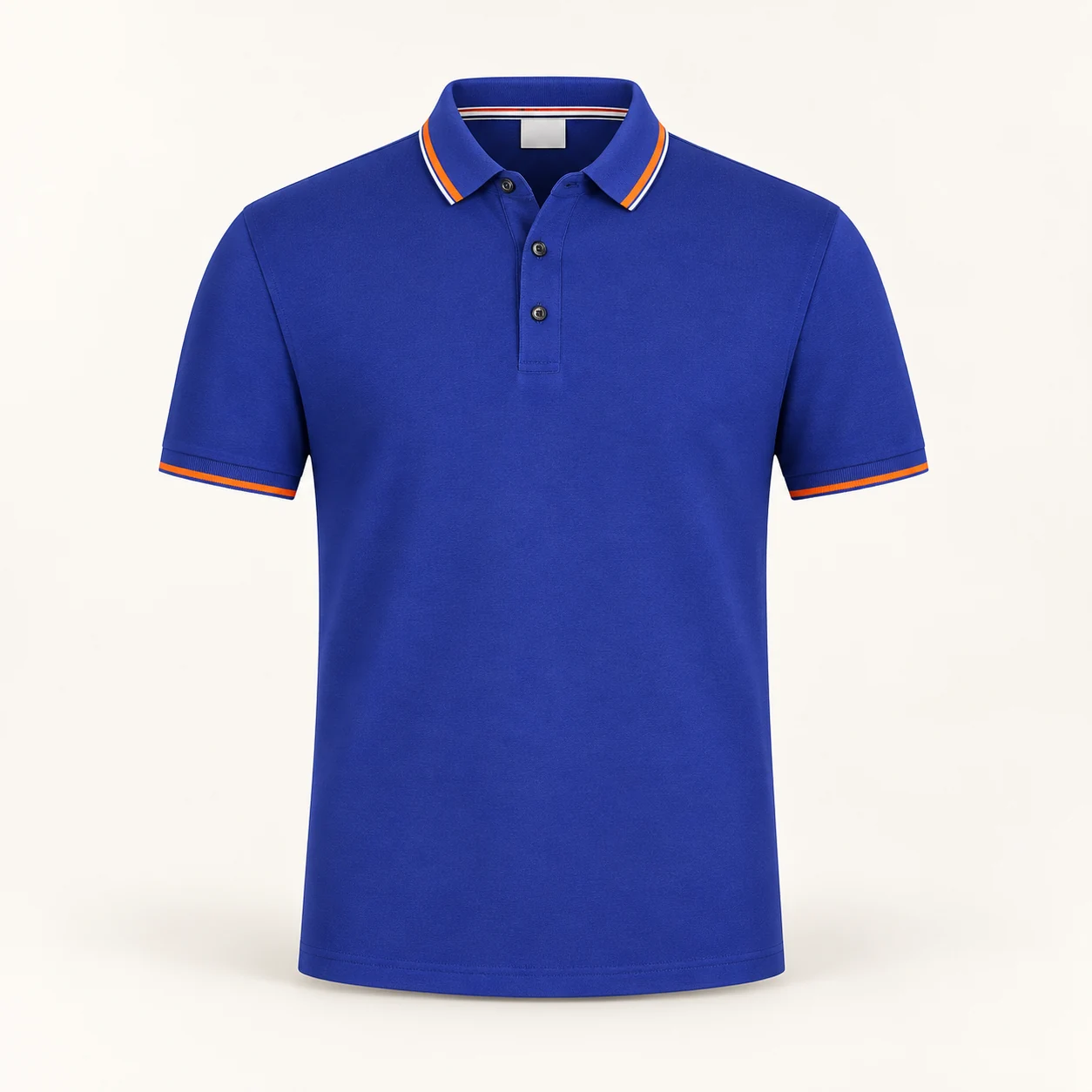 Ceramic Mulberry Silk Stripe-Trim Polo — Royal blue — Style view
