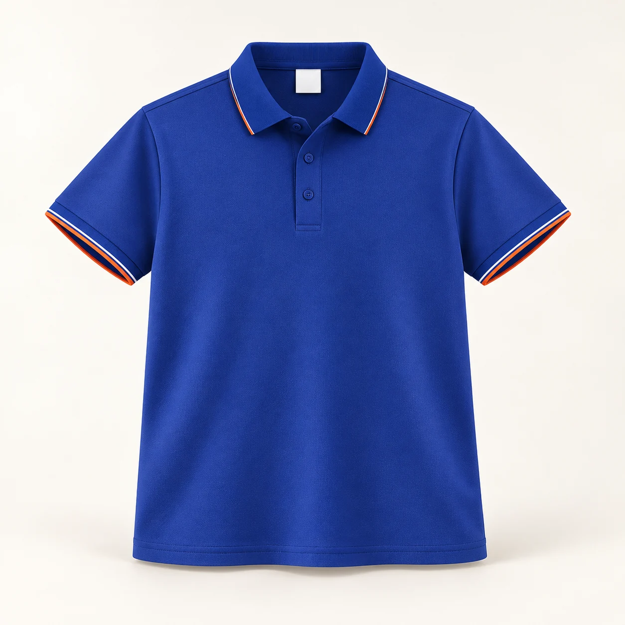 Kuchuang Cotton Long-Staple Polo with Button Placket — Royal blue — Style view