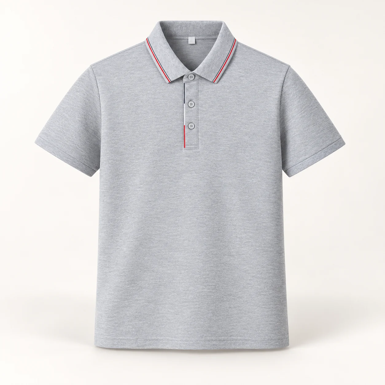 Mercerized Viscose Italian Contrast-Rib Polo — Heather gray — Style view