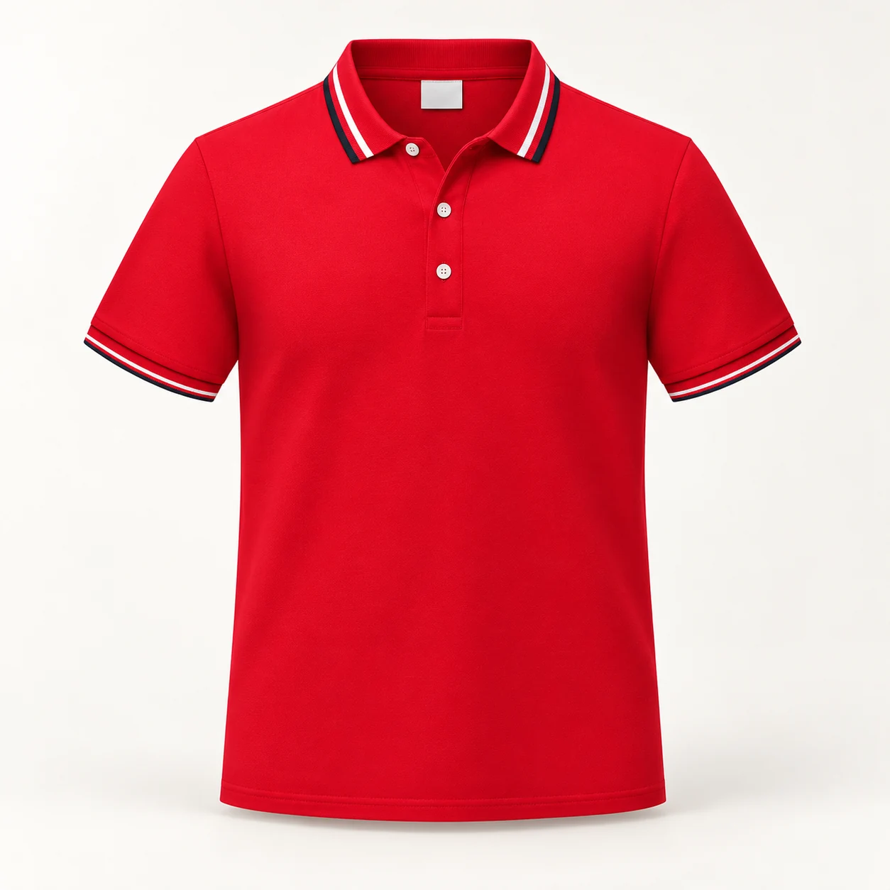 Long-Staple Cotton Piqué Stretch Polo — Chinese red — Style view