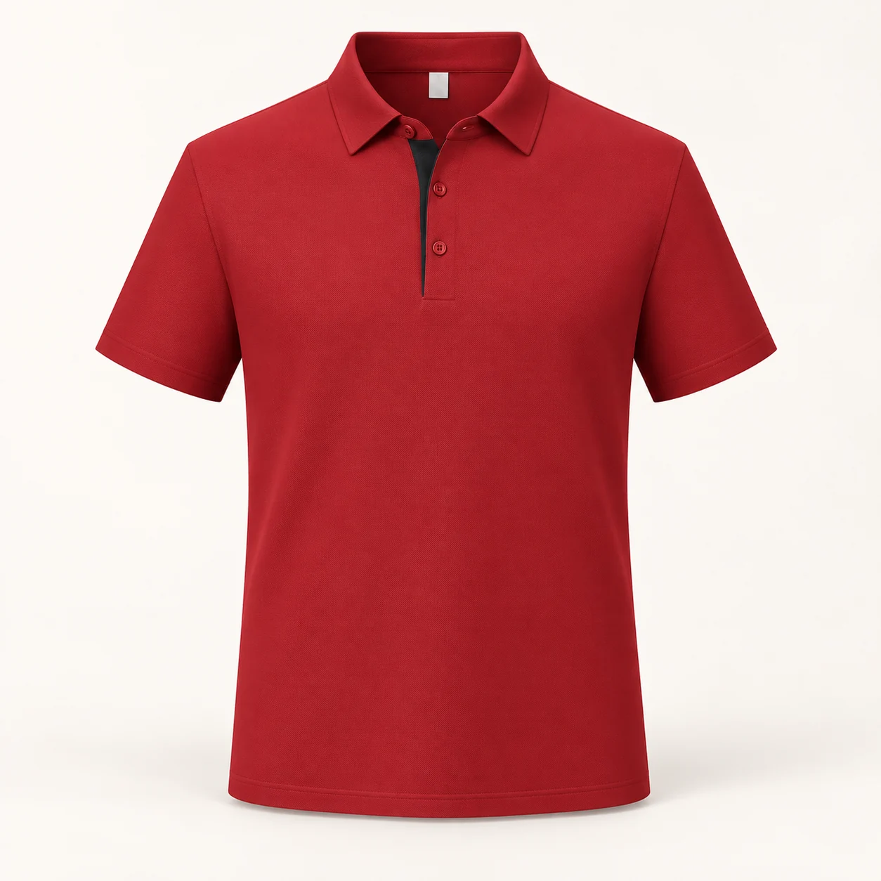 Waffle-Knit Nylon Polo Shirt — Reddish brown — Style view
