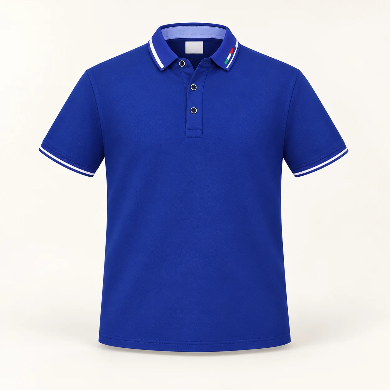 Silk-Cotton Piqué Short-Sleeve Polo — Royal blue — Style view