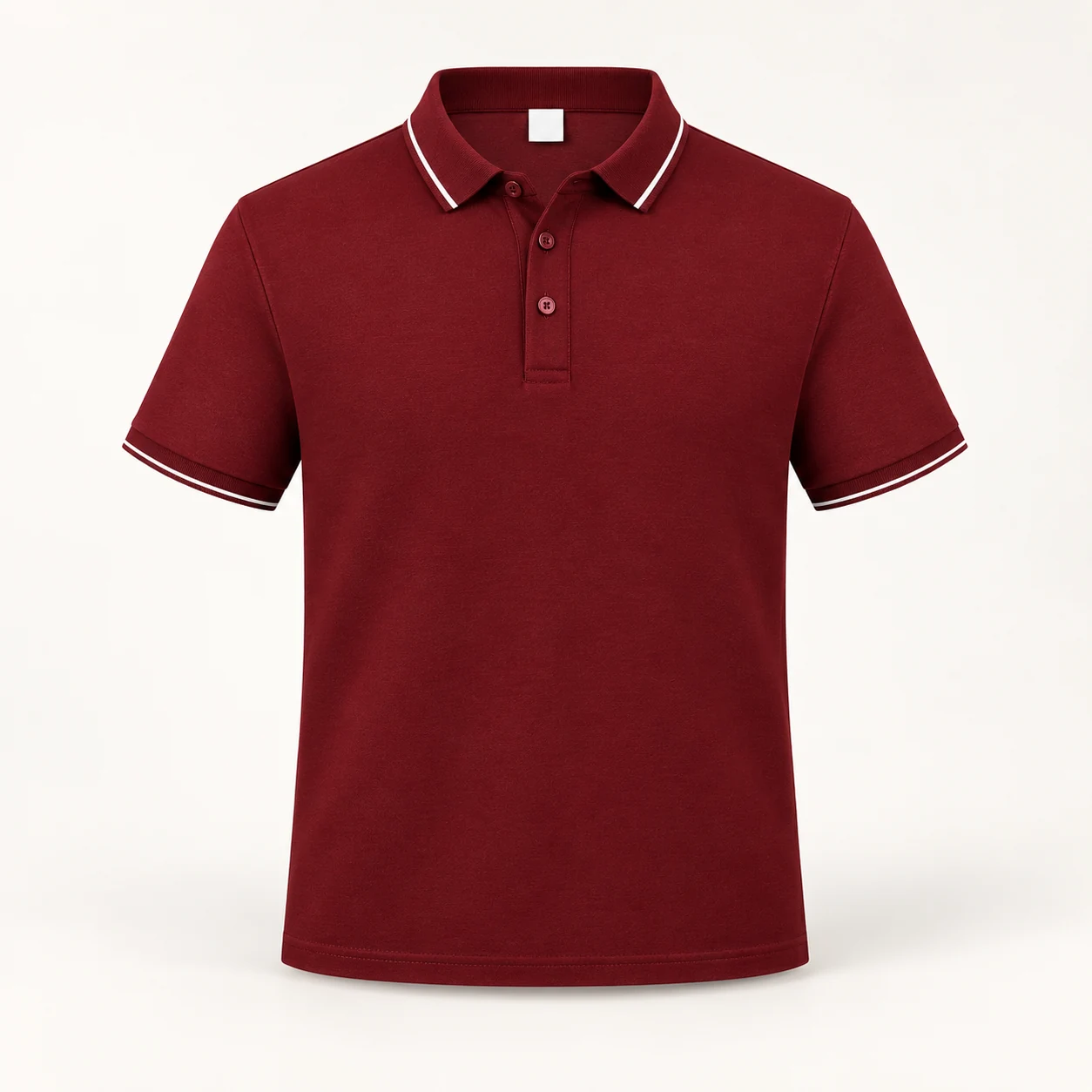 Double-Knit Lyocell-Blend Contrast-Collar Polo — Ankara red — Style view