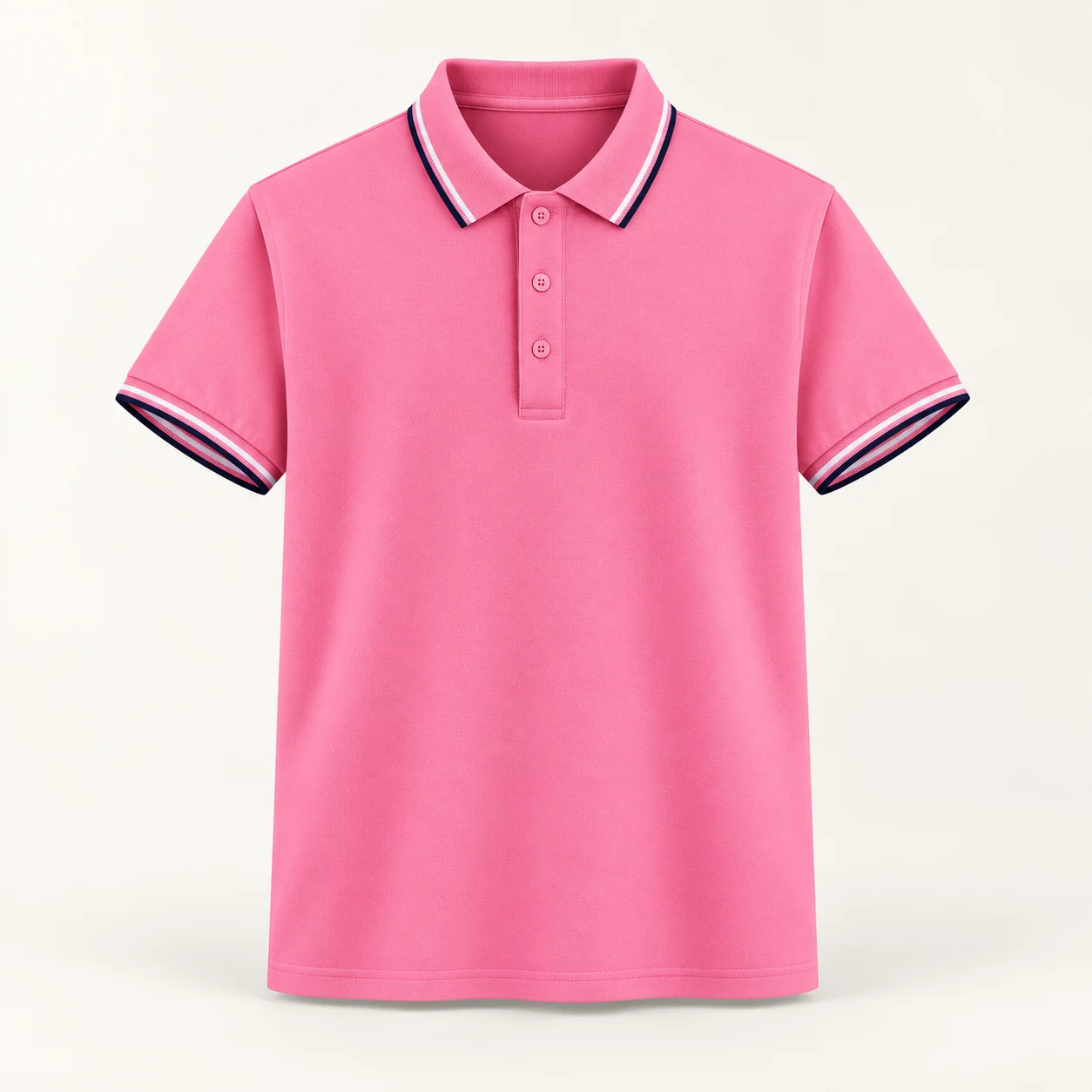 Combed Cotton Spandex Short Sleeve Polo — Pink — Style view