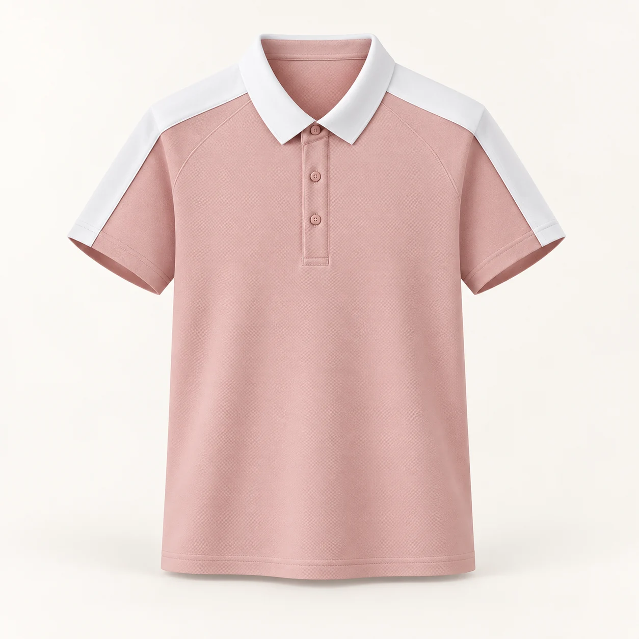 Mulberry Silk Polyester Colorblock Polo — Pink — Style view