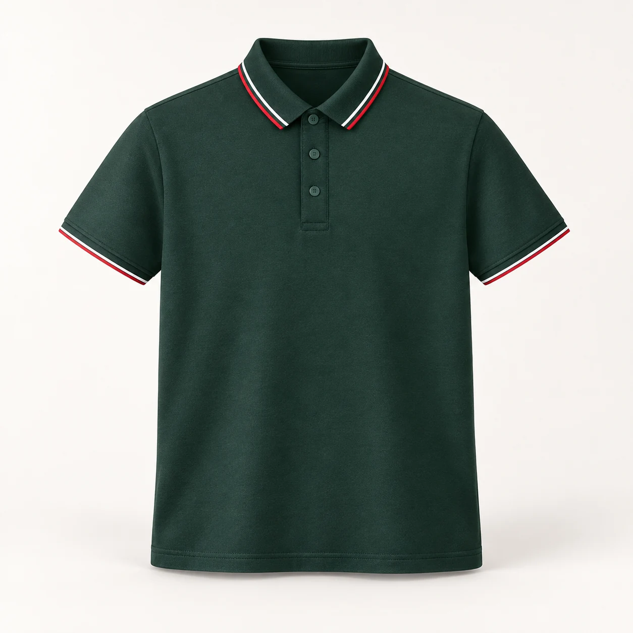 Lyocell Combed Cotton Blend Seamless Tipped-Collar Polo — Dark green — Style view