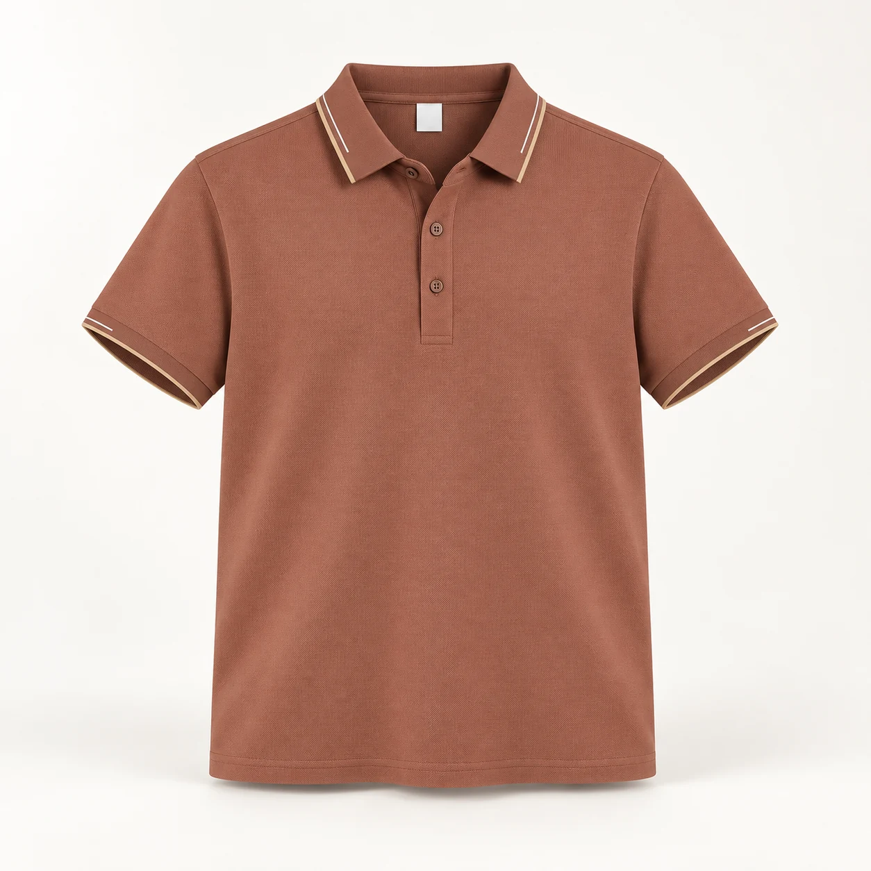 Seamless Waffle-Structure Nylon Short-Sleeve Polo — Rust red — Style view
