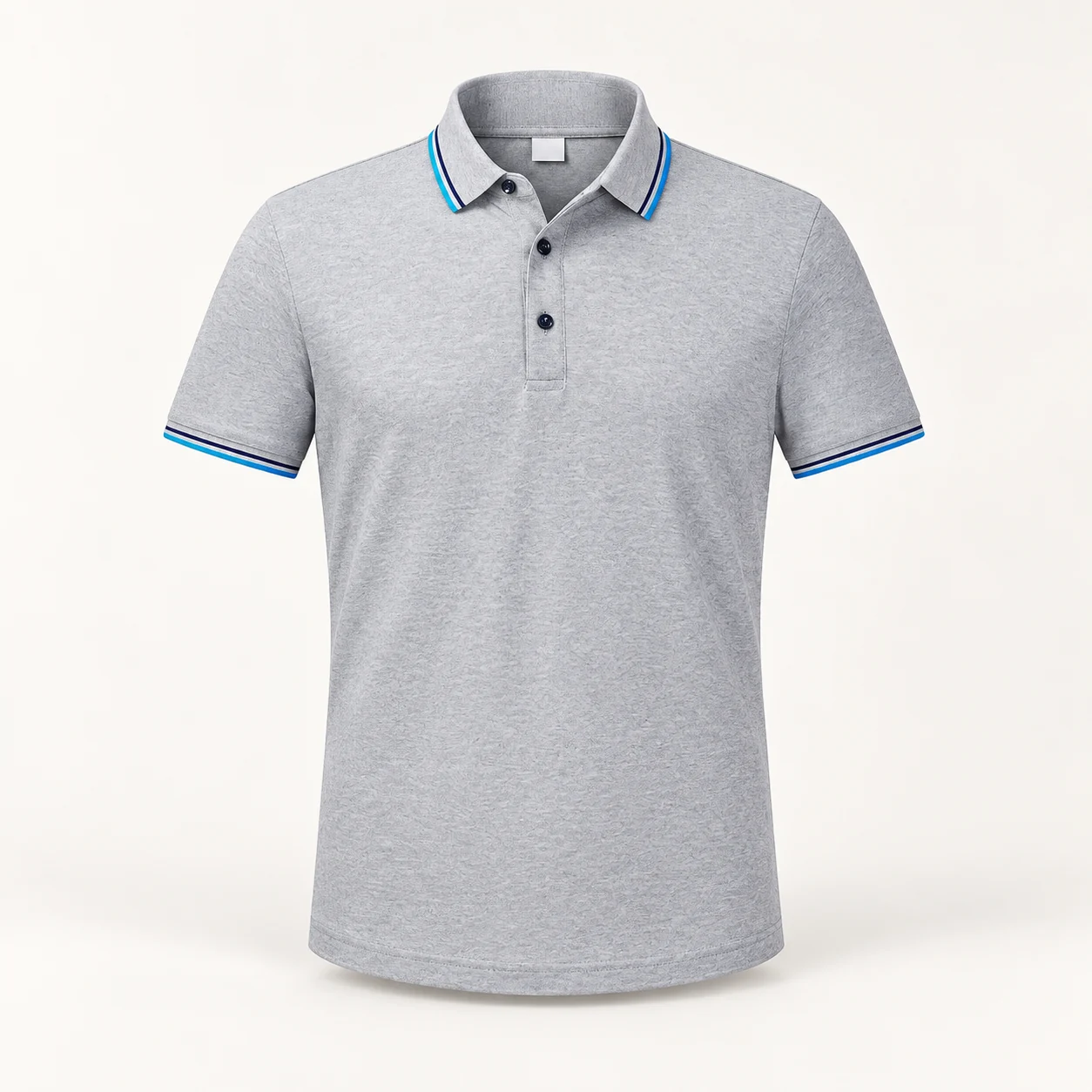 Ice Ion Fiber Blend Short-Sleeve Polo — Heather gray — Style view