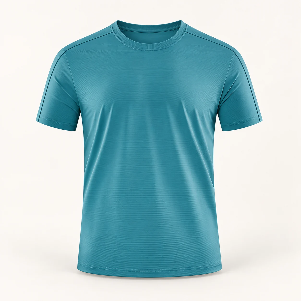 Ice Silk Crystal-Grid Nylon Crew-Neck Tee — Pine green — Style view