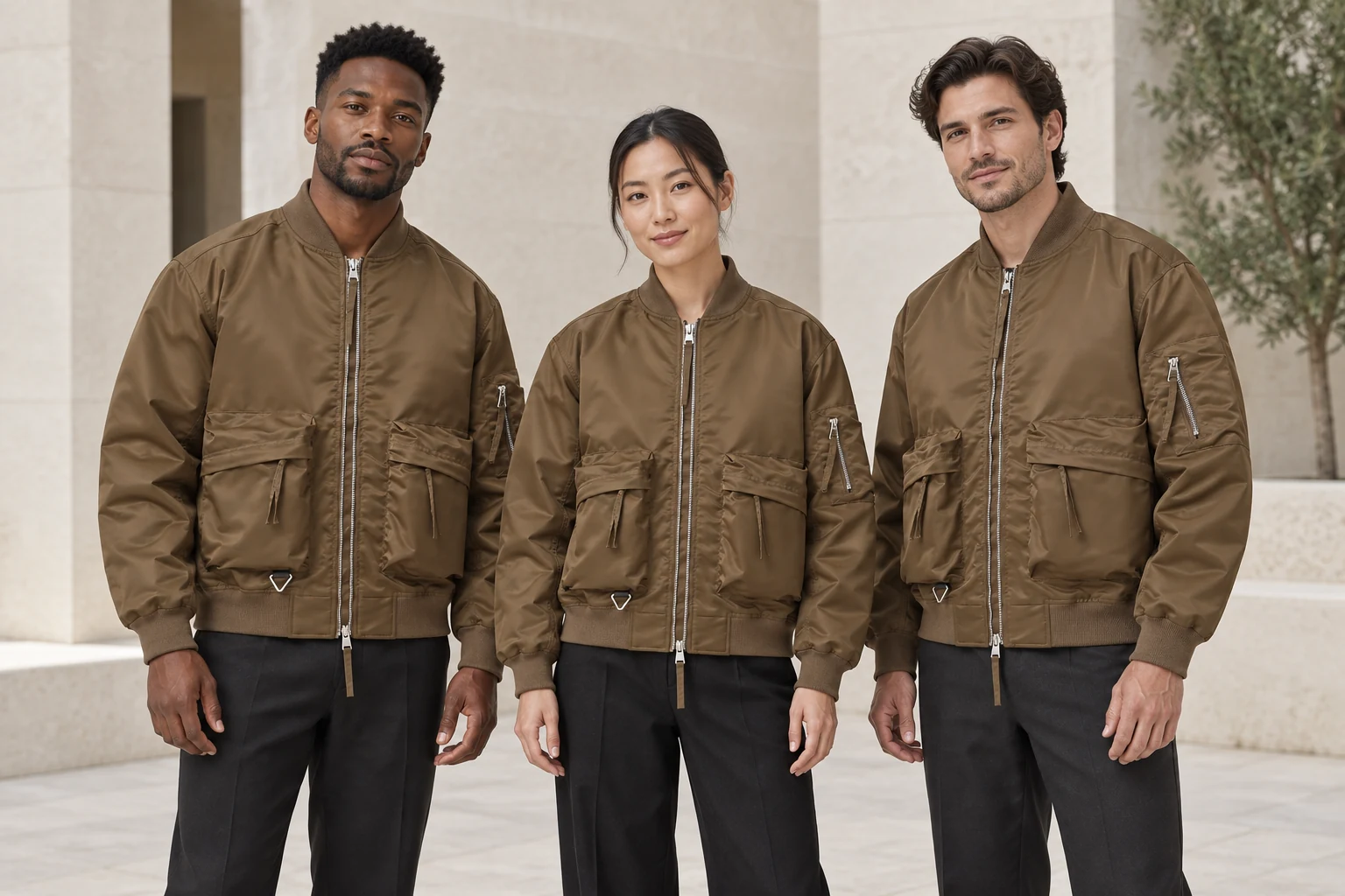 Nylon Flight Jacket with Polyester Lining · Coordinated team scene