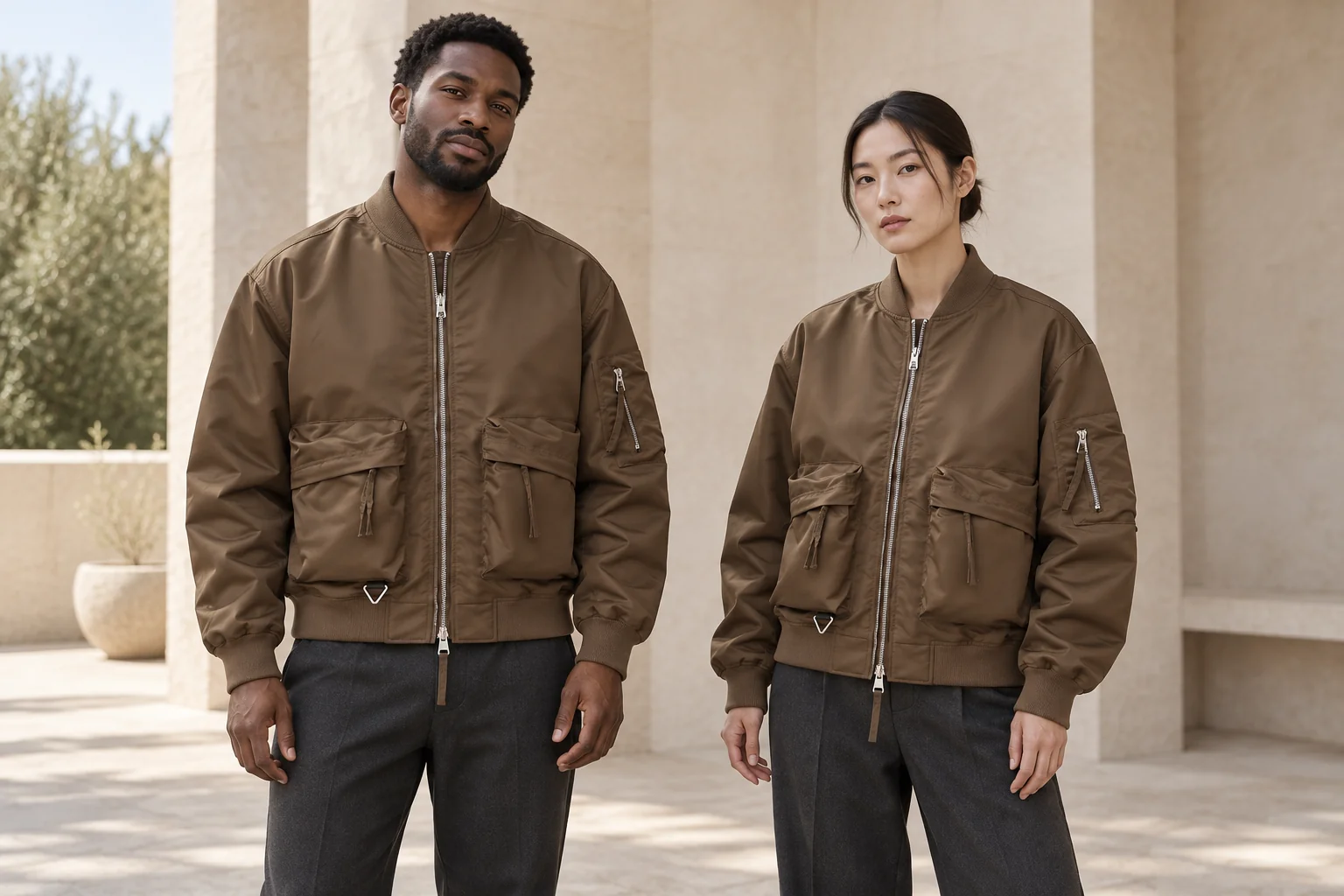 Nylon Flight Jacket with Polyester Lining · Men’s & women’s styling
