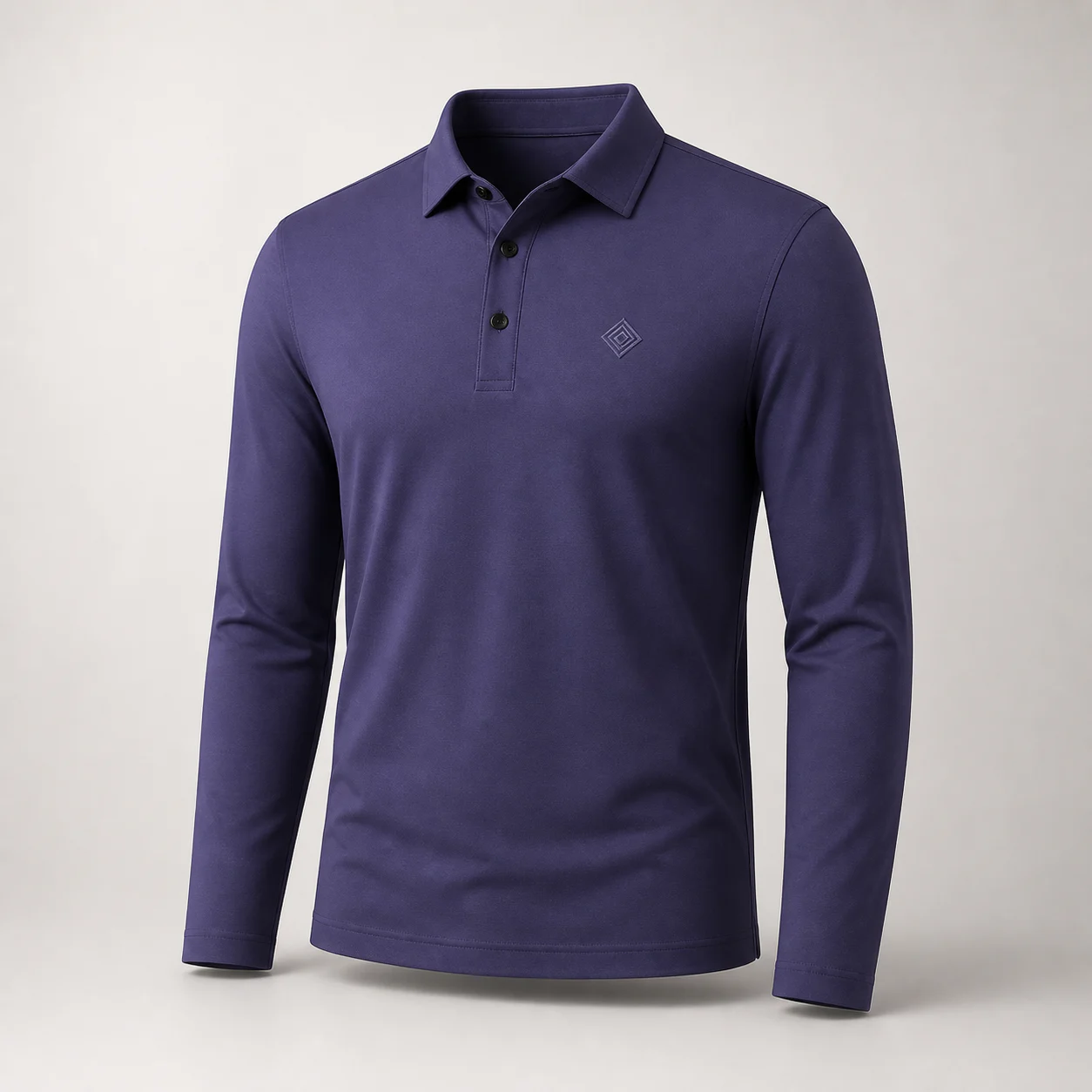 Nylon · Long-Sleeve · Classic Pique Buttoned · Polo Shirt · 9512L