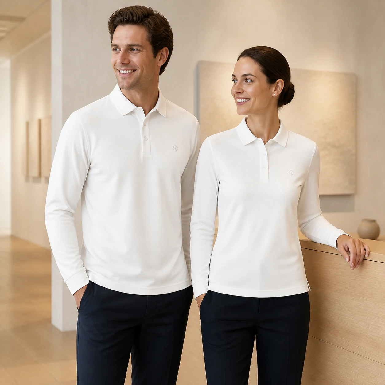 Disang Nylon-Spandex Quick-Dry Long-Sleeve Polo · Men & women uniform scene