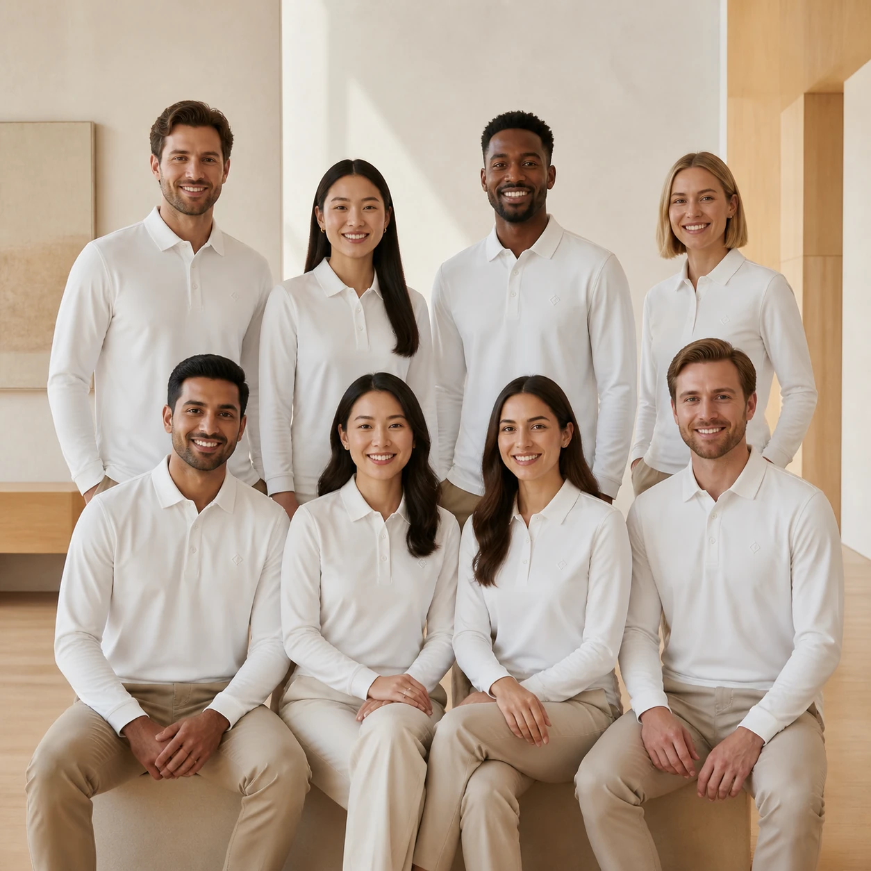 Disang Nylon-Spandex Quick-Dry Long-Sleeve Polo · Coordinated team scene