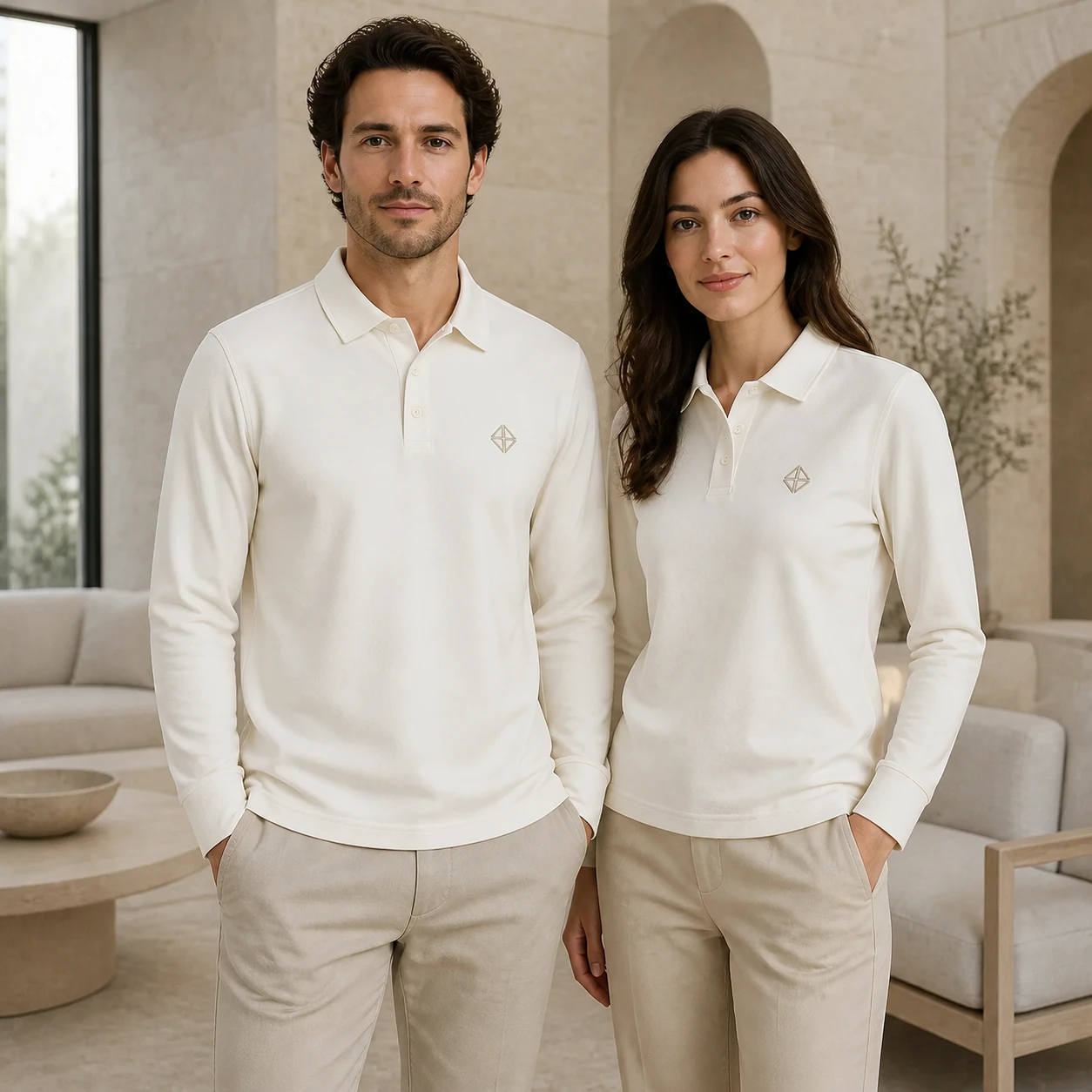 Sorona 40S Ice-Feel Long-Sleeve Polo, 200 g/m² · Men & women uniform scene