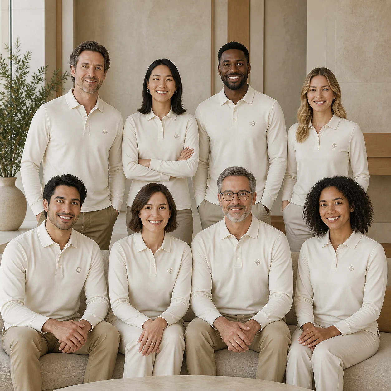 Sorona 40S Ice-Feel Long-Sleeve Polo, 200 g/m² · Coordinated team scene