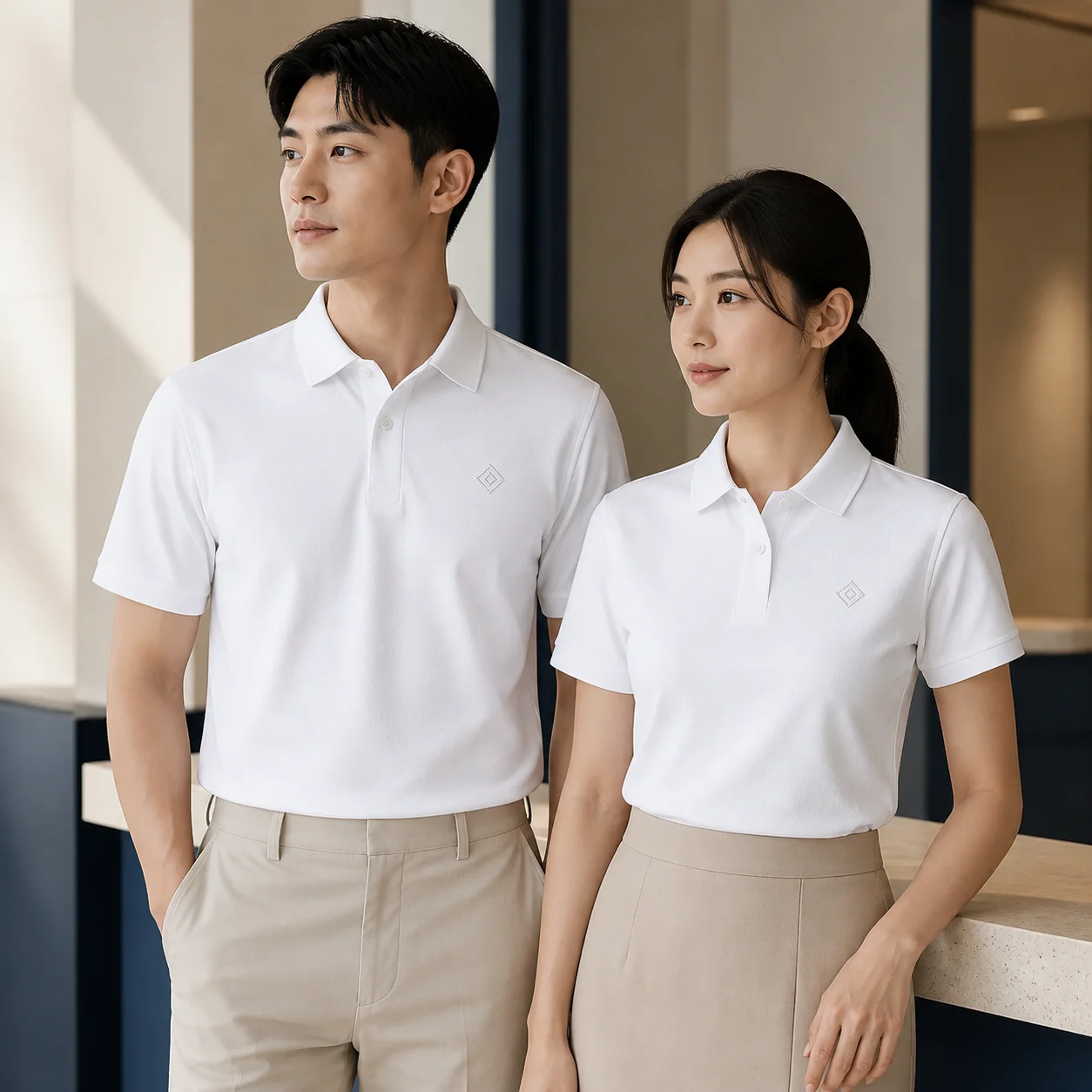 Seamless Cool-Touch Nylon Polo Shirt · Men & women uniform scene