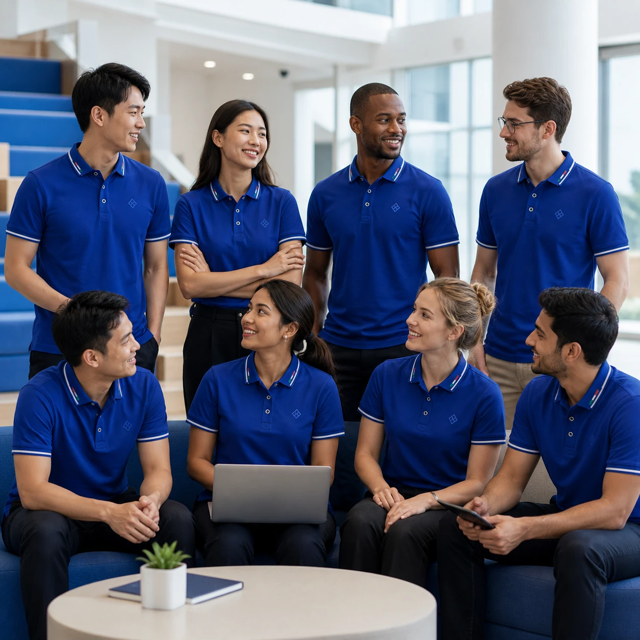 Silk-Cotton Piqué Short-Sleeve Polo · Coordinated team scene