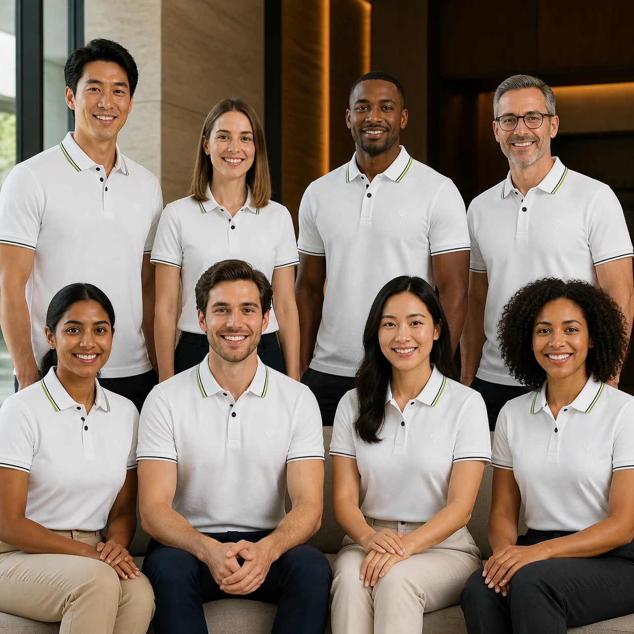 Ice Ion Fiber Blend Short-Sleeve Polo · Coordinated team scene