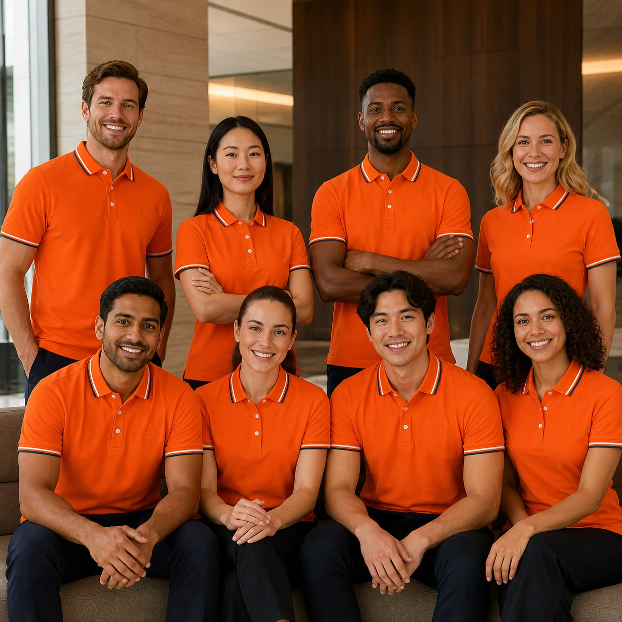 Cotton-Blend Long-Filament Striped-Trim Polo · Coordinated team scene