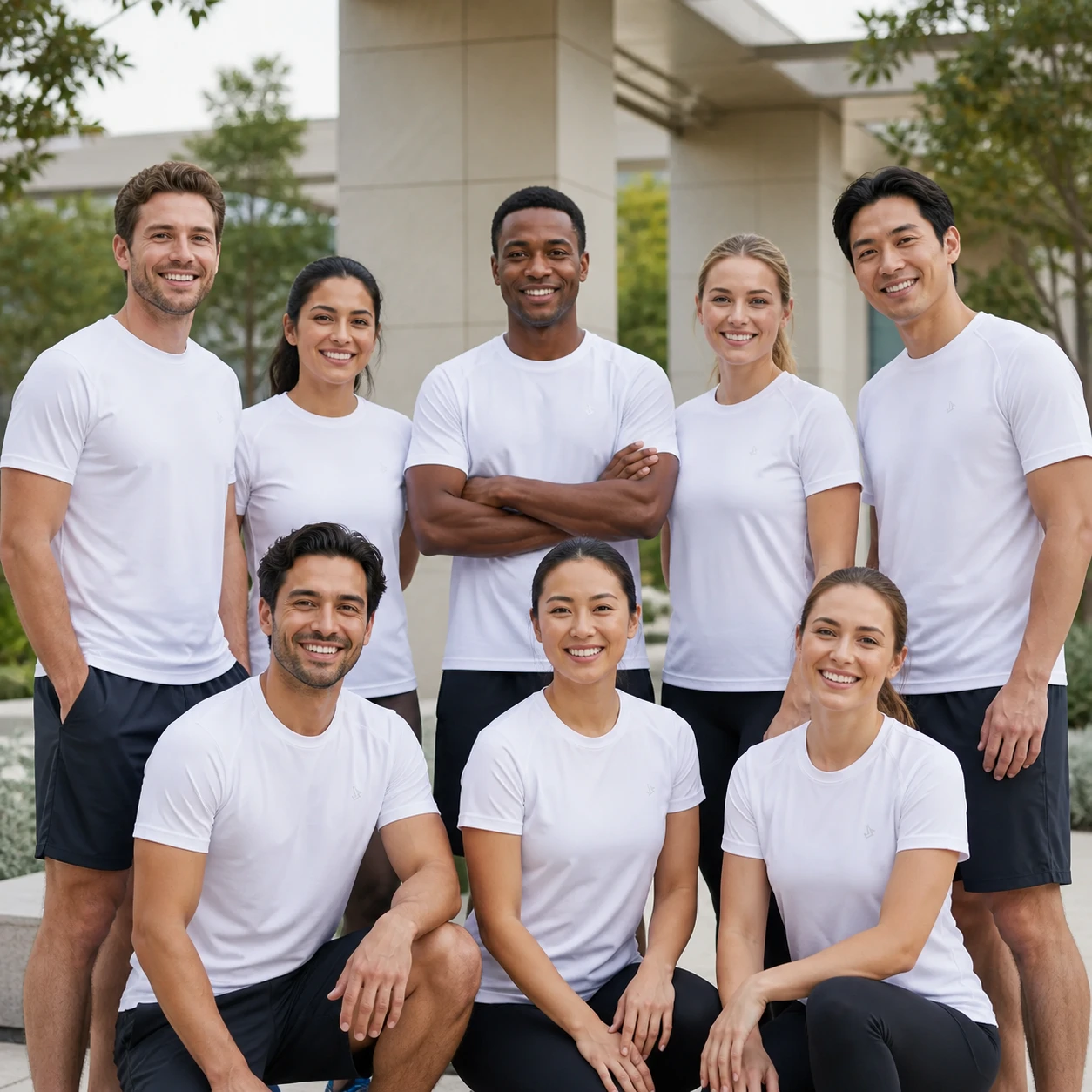 Polyester-Spandex Starry-Structure Quick-Dry Sport Tee · Coordinated team scene